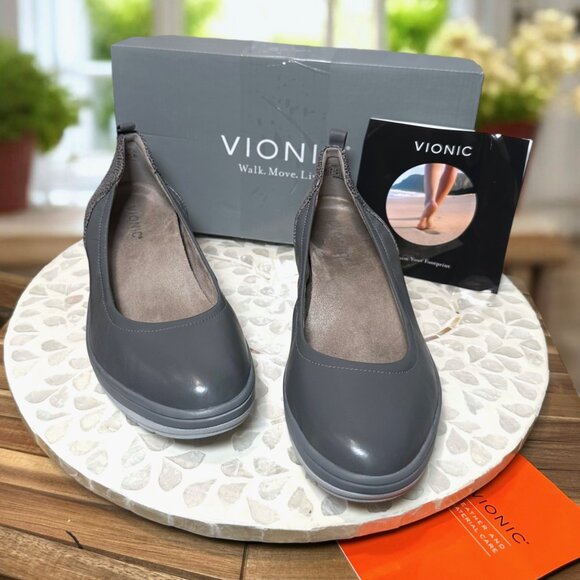 Vionic Jacey Orthotic Supportive Leather Leopard Comfort Wedge Women’s 7.5 Wide - Picture 6 of 13